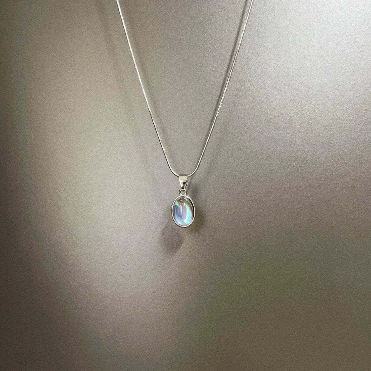 Vintage titanium steel moonstone necklace