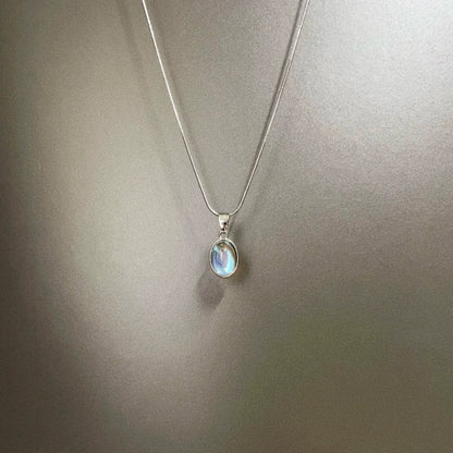 Vintage titanium steel moonstone necklace