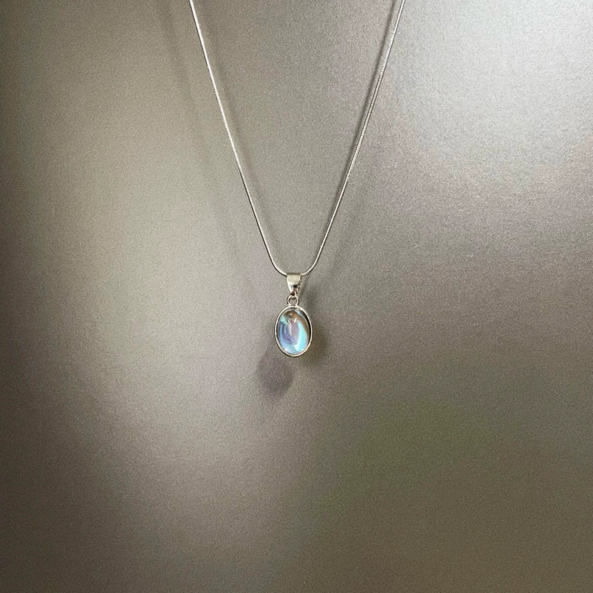 Vintage titanium steel moonstone necklace