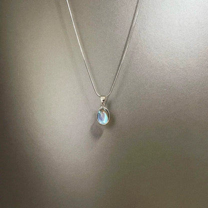 Vintage titanium steel moonstone necklace
