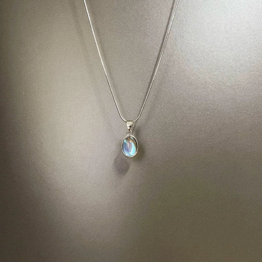 Vintage titanium steel moonstone necklace
