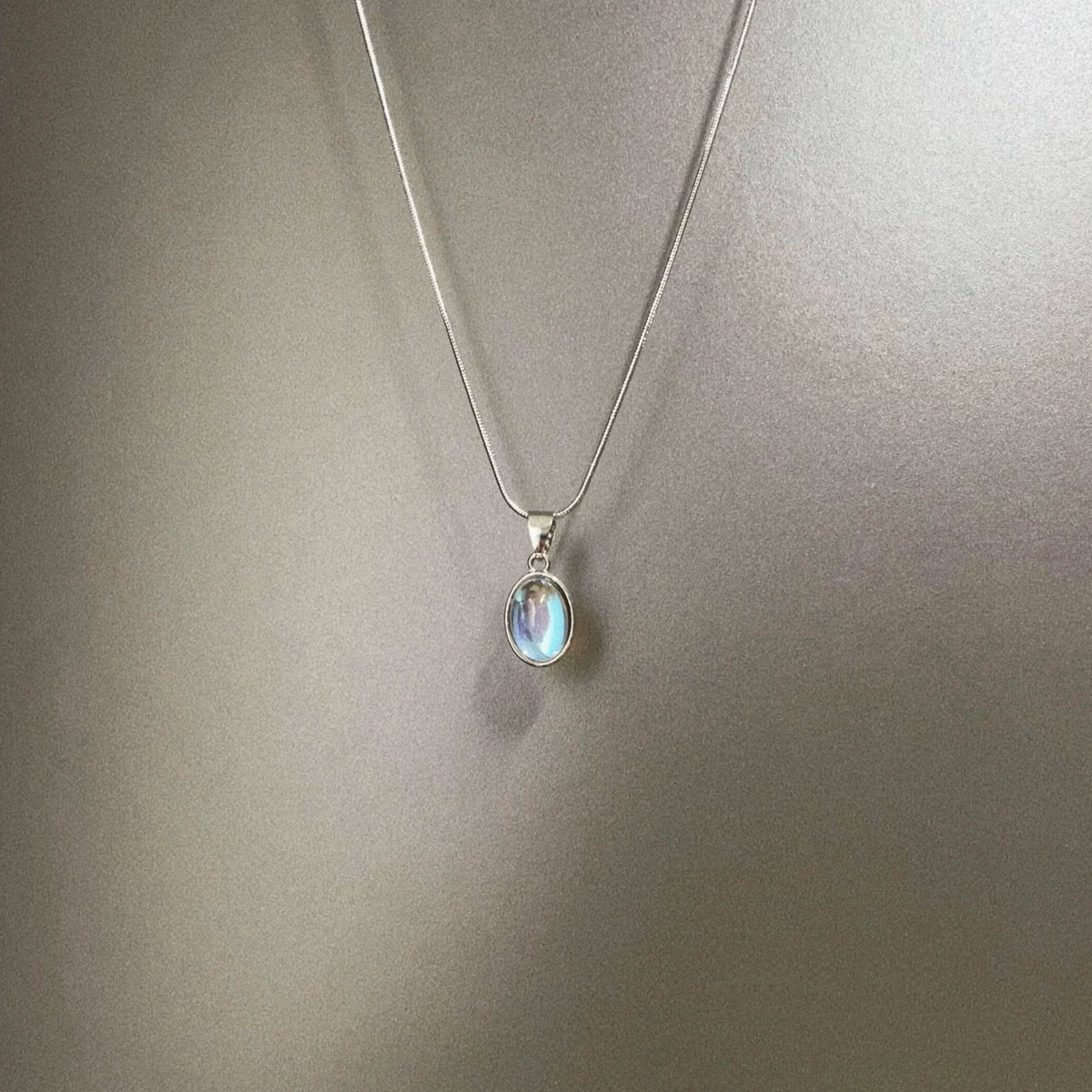 Vintage titanium steel moonstone necklace